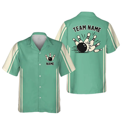 Custom Vintage Bowling Hawaiian Shirts For Mens, Custom Bowling Team Shirts BE0112