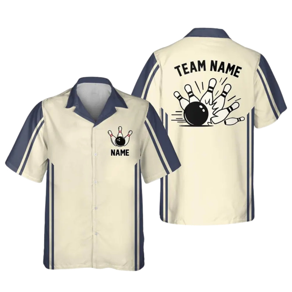 Custom Vintage Bowling Hawaiian Shirts For Mens, Custom Bowling Team Shirts BE0112