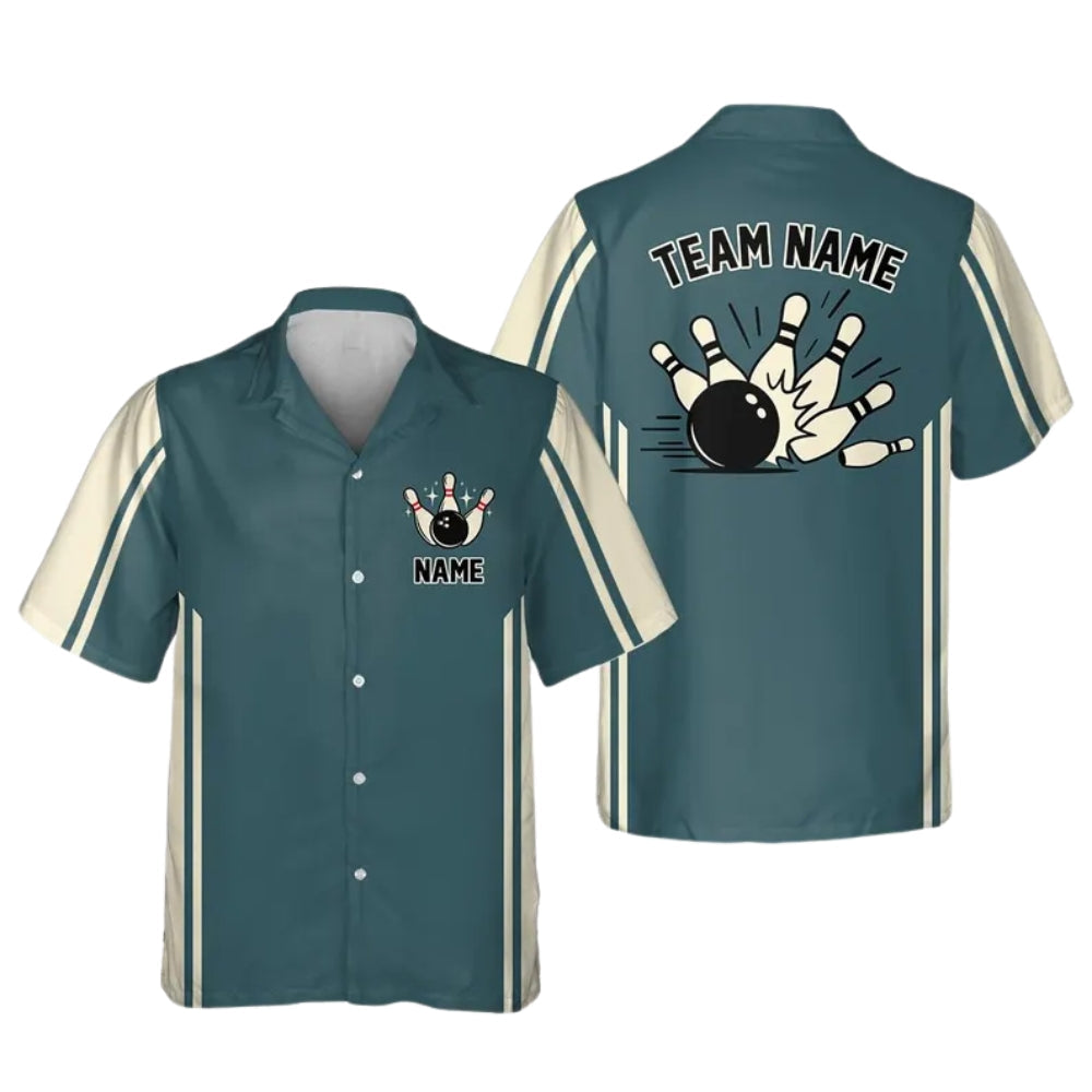 Custom Vintage Bowling Hawaiian Shirts For Mens, Custom Bowling Team Shirts BE0112