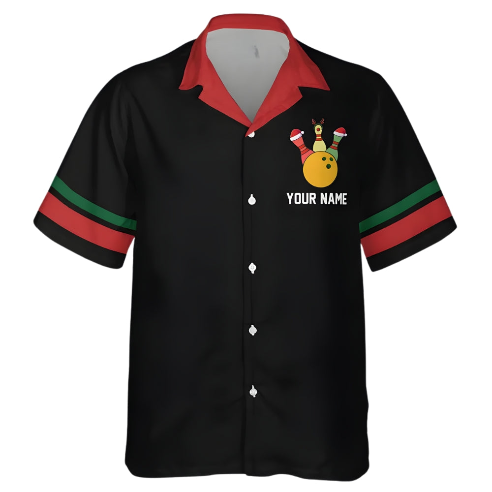 Custom Santa Claus Christmas Bowling Hawaiian Shirt For Men And Women, Custom Christmas Bowling Team Shirts BE0113