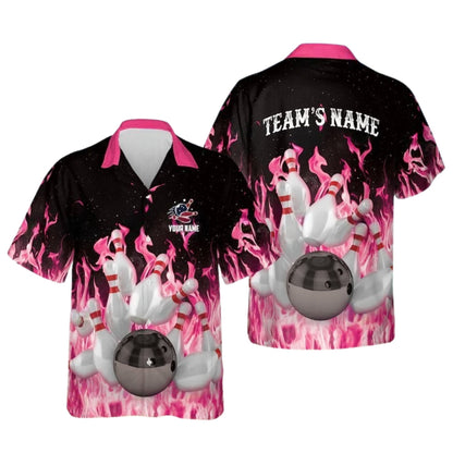 Custom Flame Bowling Hawaiian Shirt For Mens, Custom Flame Bowling Shirts For Team BE0115