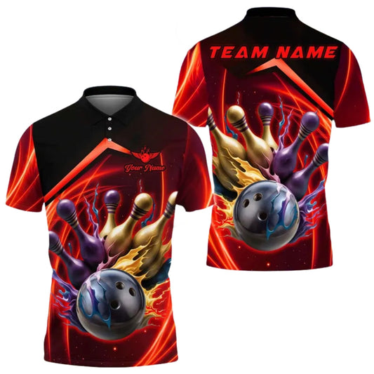 Black And Gold Custom Team Bowling Shirts For Men, Custom Bowling Shirts BE0117