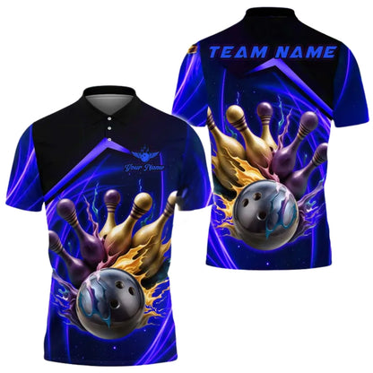 Black And Gold Custom Team Bowling Shirts For Men, Custom Bowling Shirts BE0117