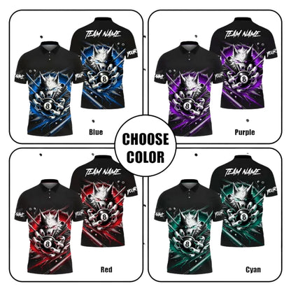Custom Wolf 8 Ball Billiard Polo Team Shirt For Men, Custom Wolf Pool Billiard Shirt BIE0001
