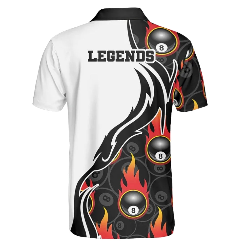 Custom Flaming 8 Ball Billiard Men Polo Shirt, Custom 8 Ball Billiard Team Shirts BIE0012