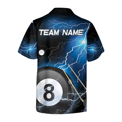 Custom Thunder Billiard Hawaiian Shirt For Men, Custom 8 Ball Pool Billiard Team Shirts BIE0014