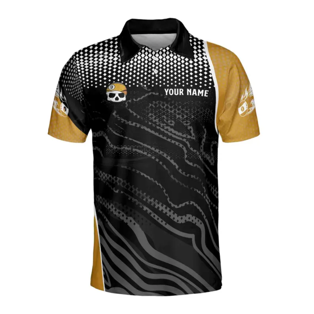 Custom Skull 9 Ball Billiard Polo Shirt Men, Custom Skull Billiard Team Shirts BIE0018