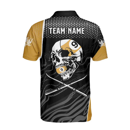 Custom Skull 9 Ball Billiard Polo Shirt Men, Custom Skull Billiard Team Shirts BIE0018