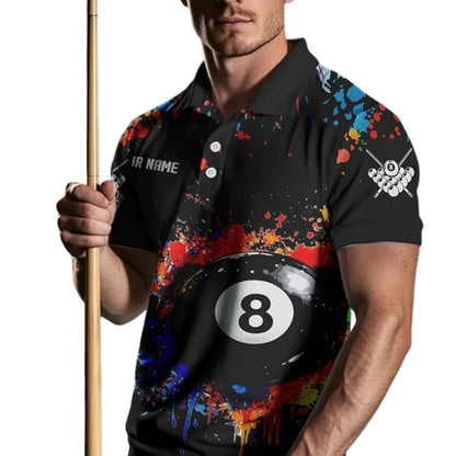 Custom Team Colorful 8 Ball Billiard Polo Shirt For Men, Custom Pool Billiard Team Shirt BIZ0003