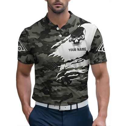 It Worked In My Head Custom Camo Skull Billiard Polo Team Shirt Mens, Custom Funny Skull Pool Billiard Shirt BIZ0007