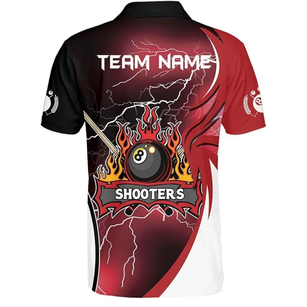 Custom Flame 8 Ball Shooters Billiard Polo Shirt For Men, Custom Flame Pool Team Shirt BIZ0012