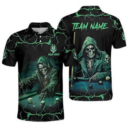 Custom Skull Billiard Polo Shirt For Men, Custom Skull Billiards Team Shirts BIZ0014