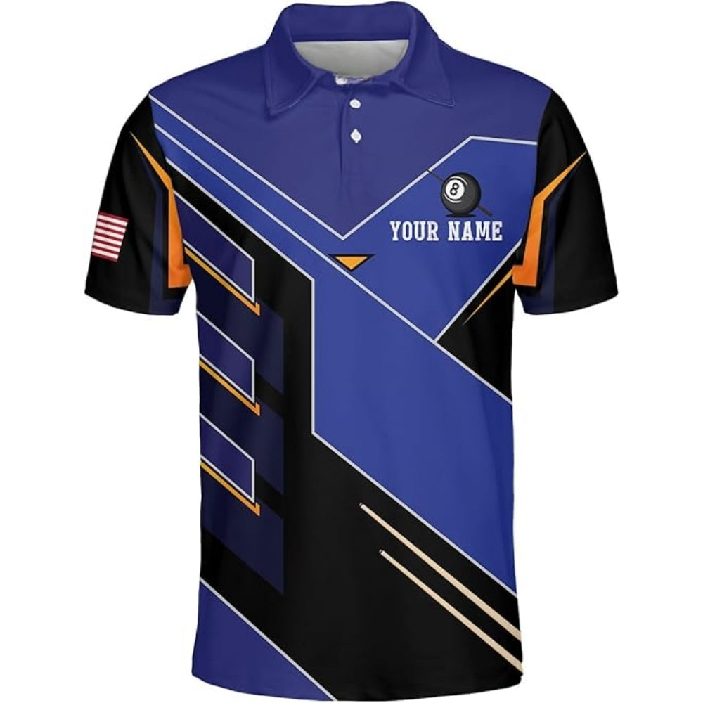 Custom Team Black Grey 9 Ball Billiard Men Polo Shirt, Custom Pool Players Team Shirt For Men BIZ0018