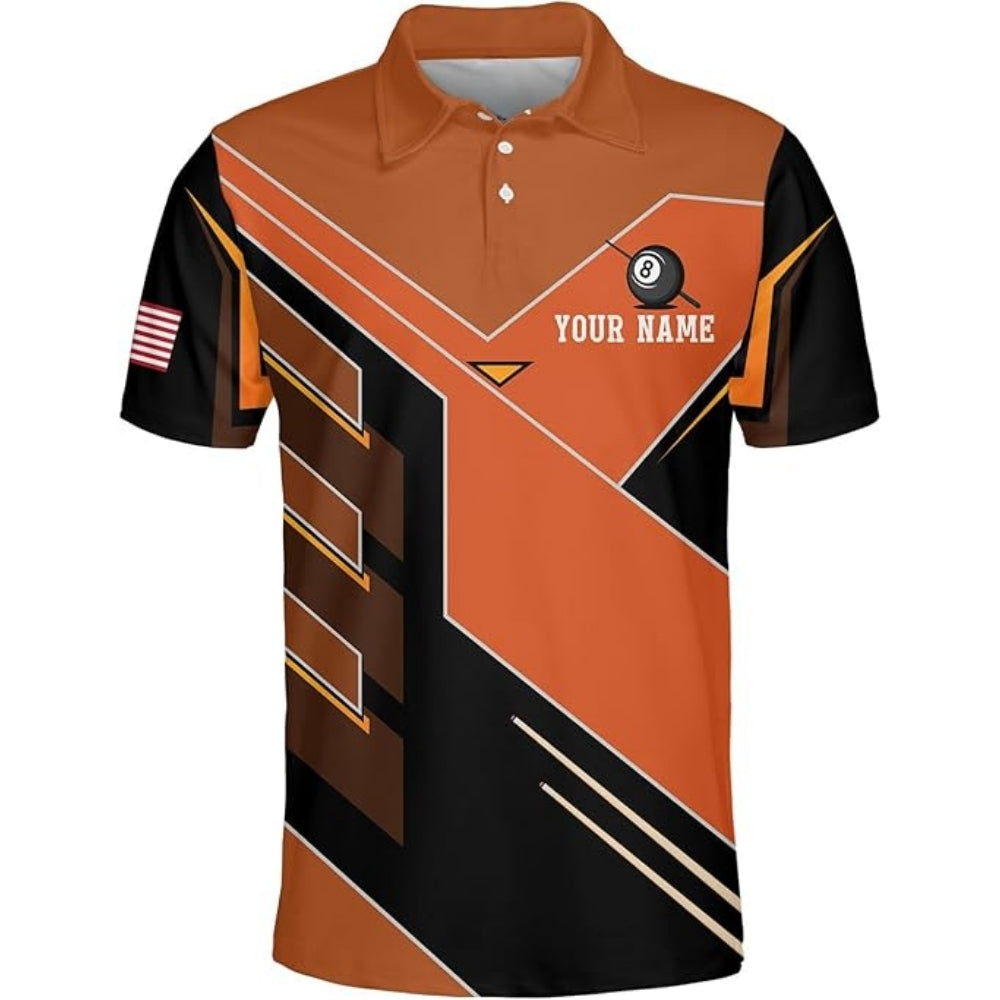 Custom Team Black Grey 9 Ball Billiard Men Polo Shirt, Custom Pool Players Team Shirt For Men BIZ0018