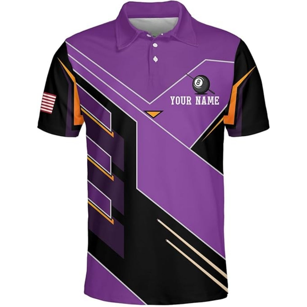 Custom Team Black Grey 9 Ball Billiard Men Polo Shirt, Custom Pool Players Team Shirt For Men BIZ0018