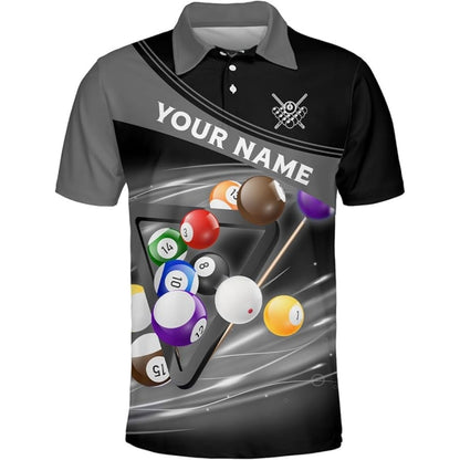 Custom Black And Blue Billiard Team Polo Shirt Mens, Custom Pool Billiard Shirts BIZ0022