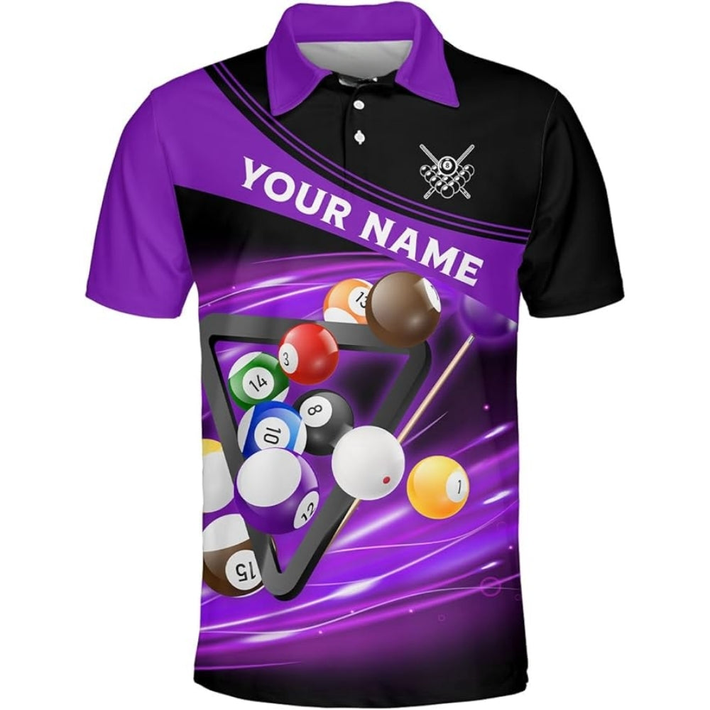 Custom Black And Blue Billiard Team Polo Shirt Mens, Custom Pool Billiard Shirts BIZ0022
