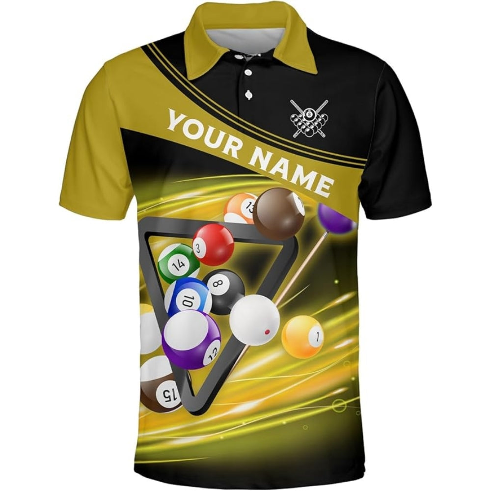 Custom Black And Blue Billiard Team Polo Shirt Mens, Custom Pool Billiard Shirts BIZ0022