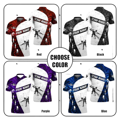 Custom Team Purple And White Billiard Polo Shirt For Men, Custom Billiards Shirts BIZ0024