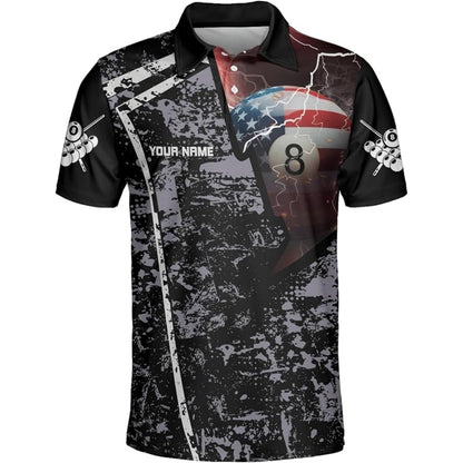 Custom Patriotic Billiard Polo Shirt For Men, Custom Pool Billiard Team Shirts BIZ0027