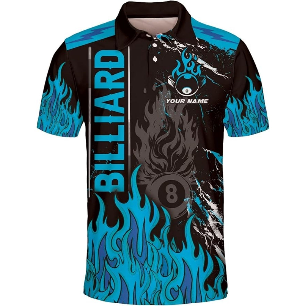 Custom Flame Billiard Polo Shirt For Men, Custom Flame Billiard Team Shirts BIZ0034