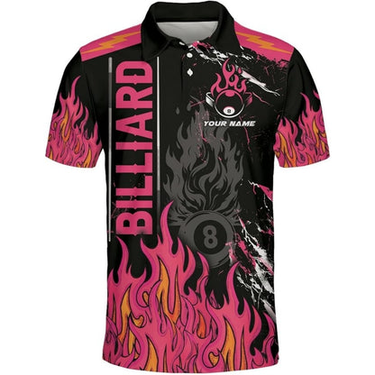 Custom Flame Billiard Polo Shirt For Men, Custom Flame Billiard Team Shirts BIZ0034