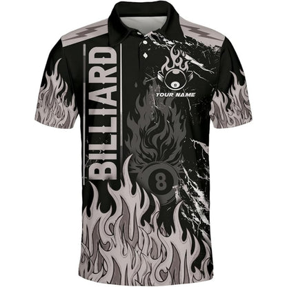 Custom Flame Billiard Polo Shirt For Men, Custom Flame Billiard Team Shirts BIZ0034