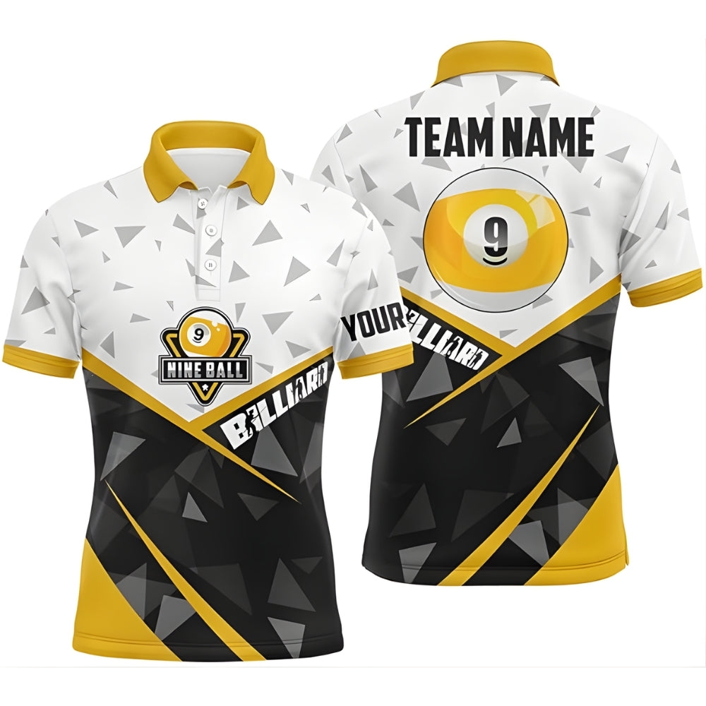 Custom 9 Ball Billiard Men Polo Shirt, Custom Pool Billiard Team Shirts BIZ0040