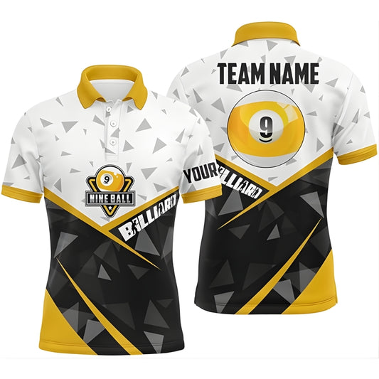Custom 9 Ball Billiard Men Polo Shirt, Custom Pool Billiard Team Shirts BIZ0040