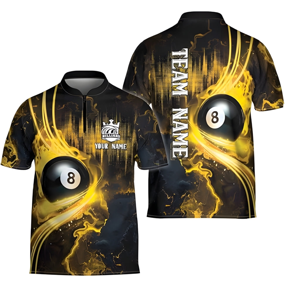 Custom Flame 8 Ball Billiard Jersey For Men, Custom 8 Ball Billiard Team Shirts BIZ0048