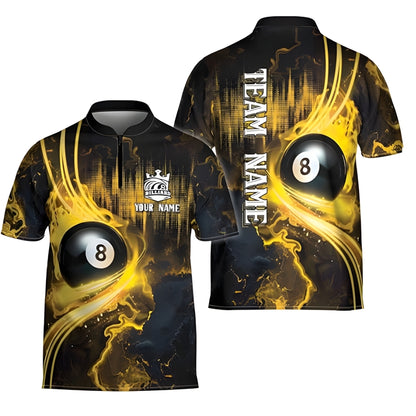 Custom Flame 8 Ball Billiard Jersey For Men, Custom 8 Ball Billiard Team Shirts BIZ0048