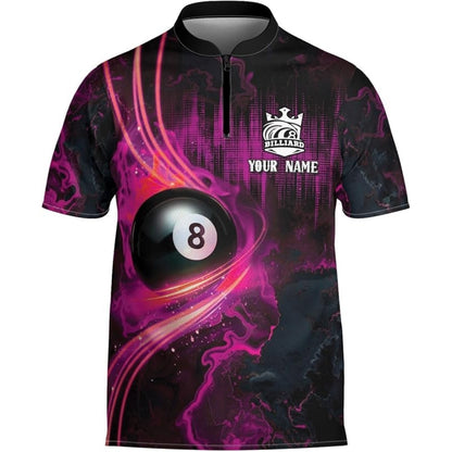 Custom Flame 8 Ball Billiard Jersey For Men, Custom 8 Ball Billiard Team Shirts BIZ0048