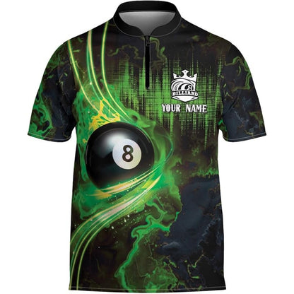 Custom Flame 8 Ball Billiard Jersey For Men, Custom 8 Ball Billiard Team Shirts BIZ0048