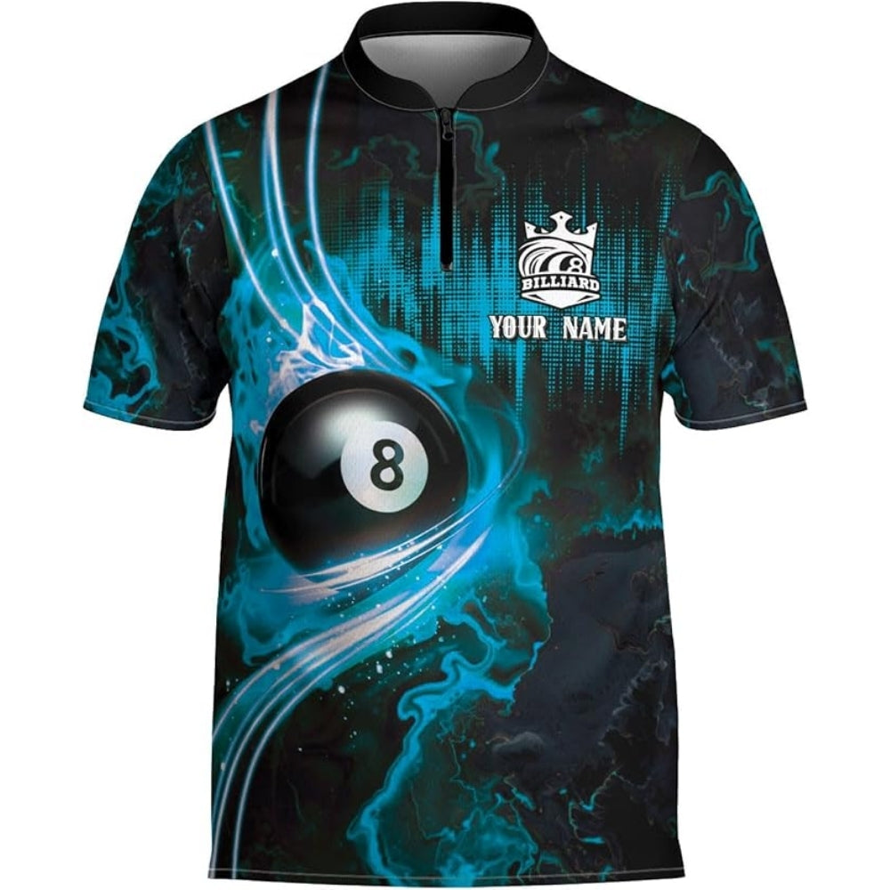 Custom Flame 8 Ball Billiard Jersey For Men, Custom 8 Ball Billiard Team Shirts BIZ0048