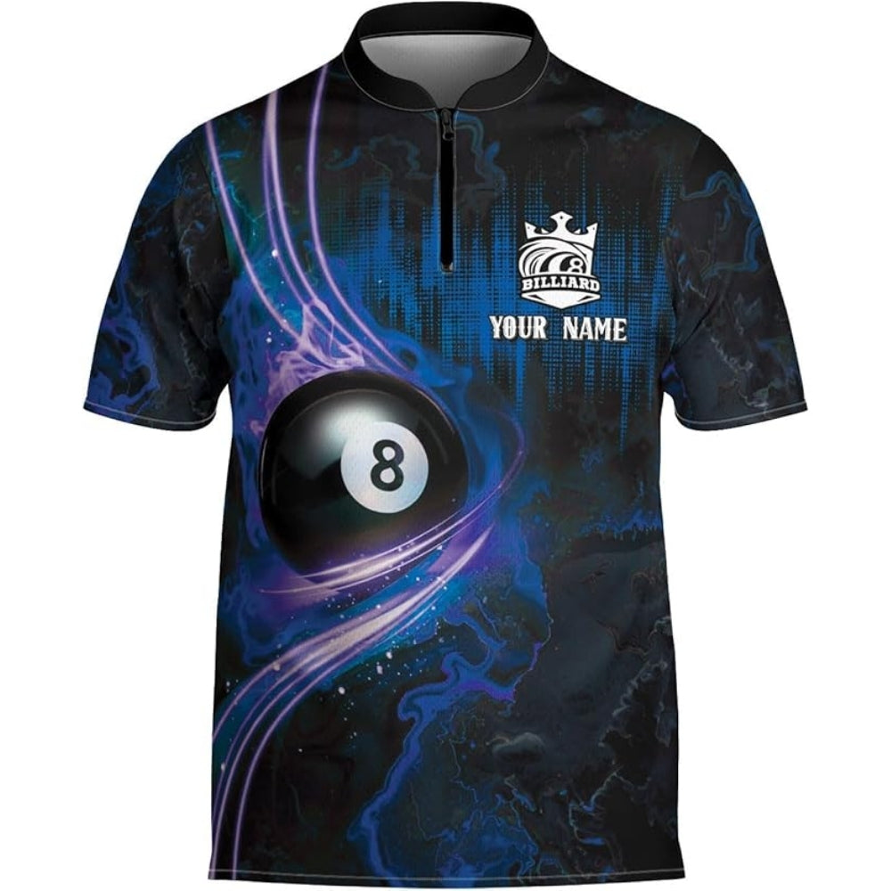 Custom Flame 8 Ball Billiard Jersey For Men, Custom 8 Ball Billiard Team Shirts BIZ0048