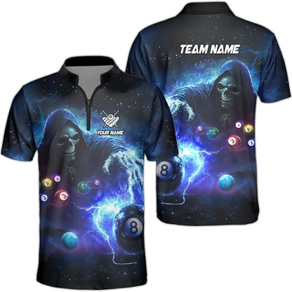 Custom Skull Billiard Men Jersey Shirt, Custom Skull Thunder Billiard Team Shirts BIZ0054