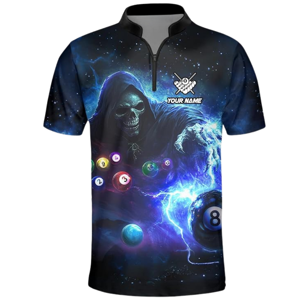 Custom Skull Billiard Men Jersey Shirt, Custom Skull Thunder Billiard Team Shirts BIZ0054