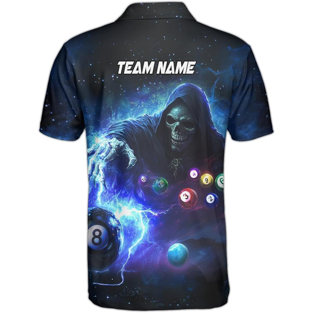 Custom Skull Billiard Men Jersey Shirt, Custom Skull Thunder Billiard Team Shirts BIZ0054