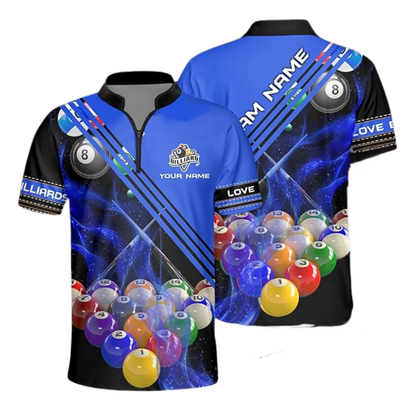 Custom Blue Black Smoke Billiard Team Jersey For Men, Custom Pool Billiard Team Shirts BIZ0056