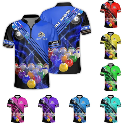 Custom Blue Black Smoke Billiard Team Jersey For Men, Custom Pool Billiard Team Shirts BIZ0056