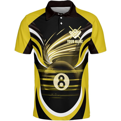 8 Ball Custom Black Red Billiard Men Polo Team Shirts, Custom Pool Billiard Team Shirts BIZ0065