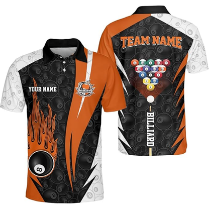 Custom Team 8 Ball Billiard Team Polo Shirts For Men, Custom Billiard Team Shirts BIZ0071