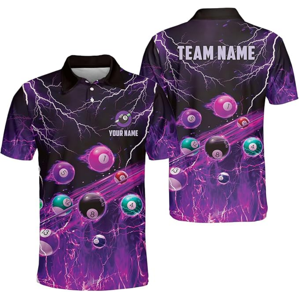 Custom Flame Billiard Polo Shirt Mens, Custom Flame Billiard Team Shirts BIZ0072