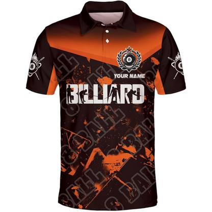 Custom 8 Ball Black Blue Billiard Shirts For Men, Custom 8 Ball Billiard Team Shirts BIZ0077