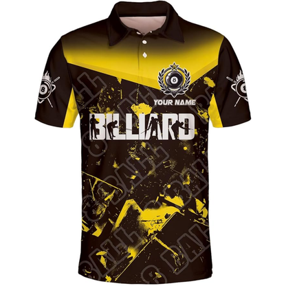 Custom 8 Ball Black Blue Billiard Shirts For Men, Custom 8 Ball Billiard Team Shirts BIZ0077