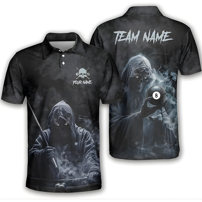 Custom Skull Billiard Men Polo Shirts, Custom Skull Billiard Team Shirts BIZ0097
