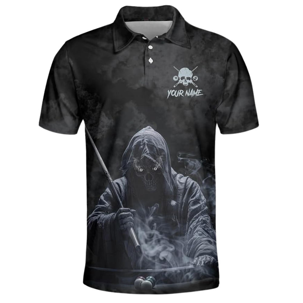 Custom Skull Billiard Men Polo Shirts, Custom Skull Billiard Team Shirts BIZ0097