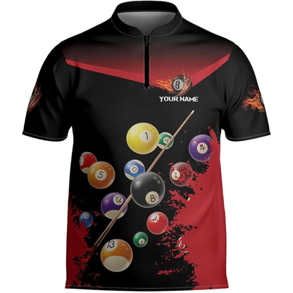 Custom Pool Jersey Team Shirts For Men, Custom Black Pink Pool Billiard Shirts BIZ0102