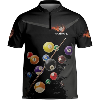 Custom Pool Jersey Team Shirts For Men, Custom Black Pink Pool Billiard Shirts BIZ0102