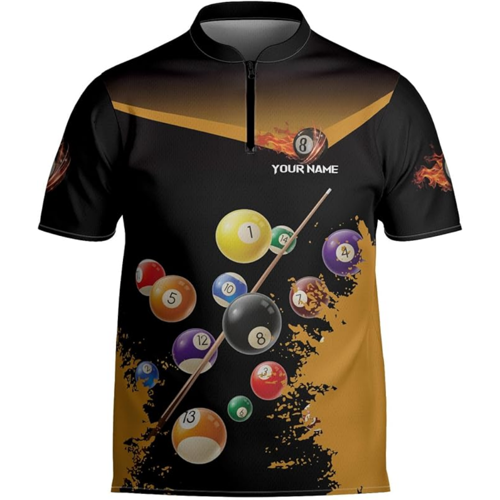 Custom Pool Jersey Team Shirts For Men, Custom Black Pink Pool Billiard Shirts BIZ0102